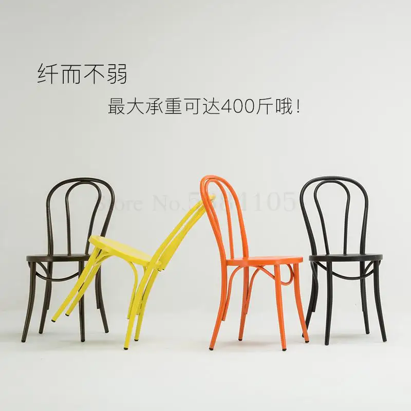 Wrought Iron Garden Chair Retro Metal Dining Vienna Simple Round Stool Surface Industrial Wind U Back Creative |