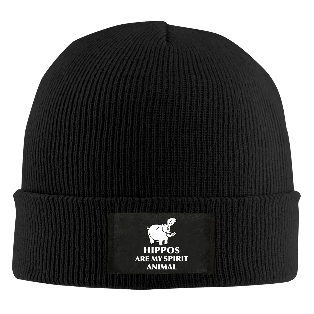 

Hippo Spirit Animal Beanie Hats For Men Women With Designs Winter Slouchy Knit Skull Cap