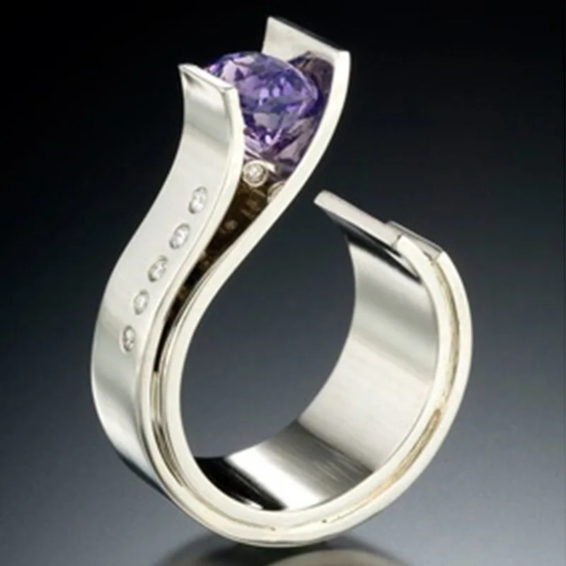 Модное очаровательное маленькое фиолетовое кольцо с кристаллами для мужчин и