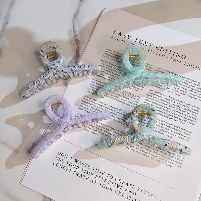 

Elegant Flower Print Grab Clip Large Acetate Hair Clip Crab Hair Claws for Women Girl Hair Accessories Hair Style Make