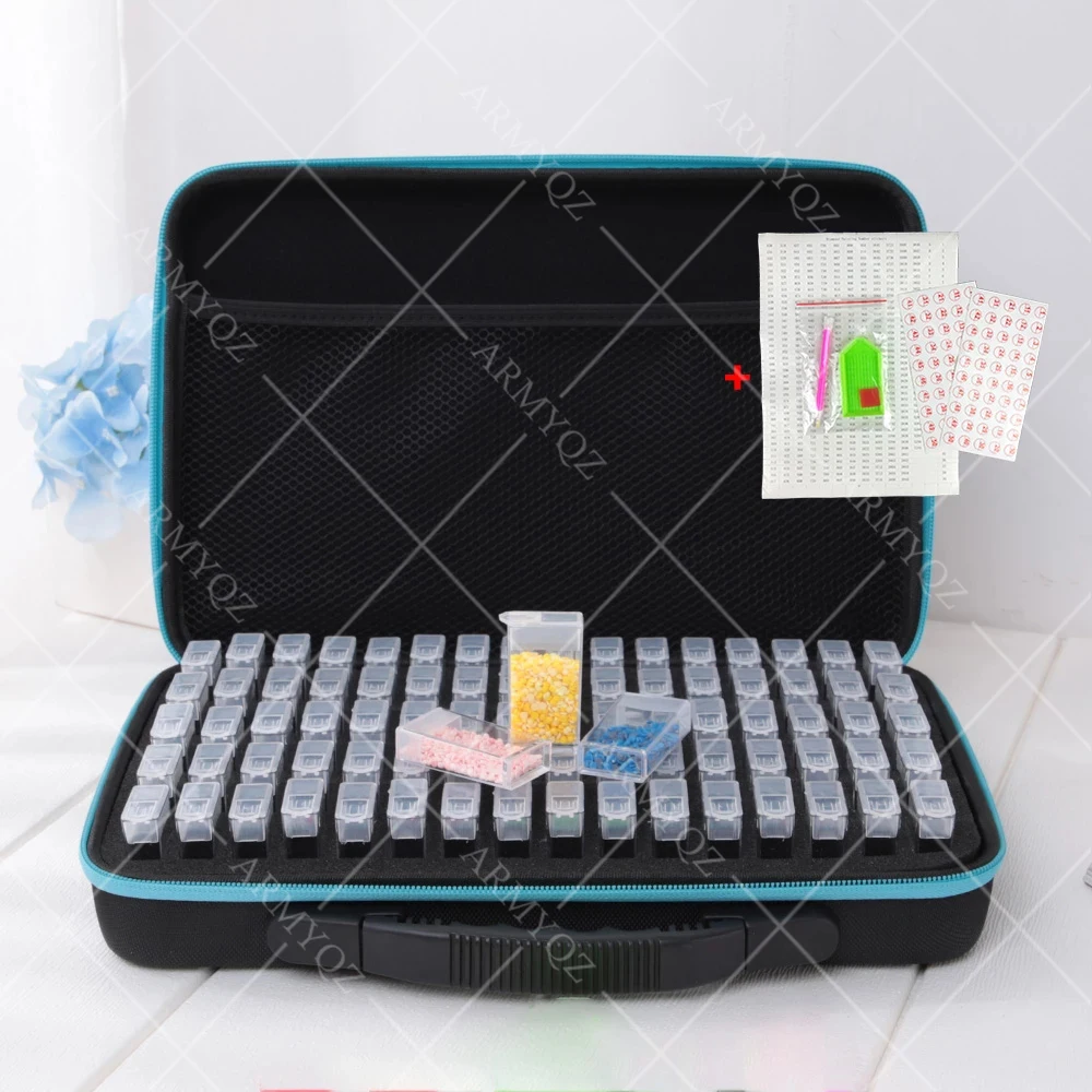 

ARMYQZ 80 Grids boxs diamond painting Tools Storage box Diamond Embroidery Accessories mosaic Carry Case Container Hand Bag