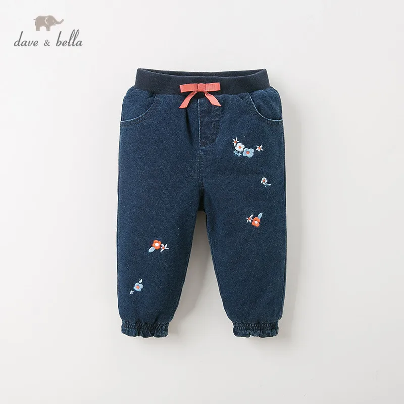 Детские зимние штаны для девочек DB12218 с цветочным принтом и карманами|Брюки| |