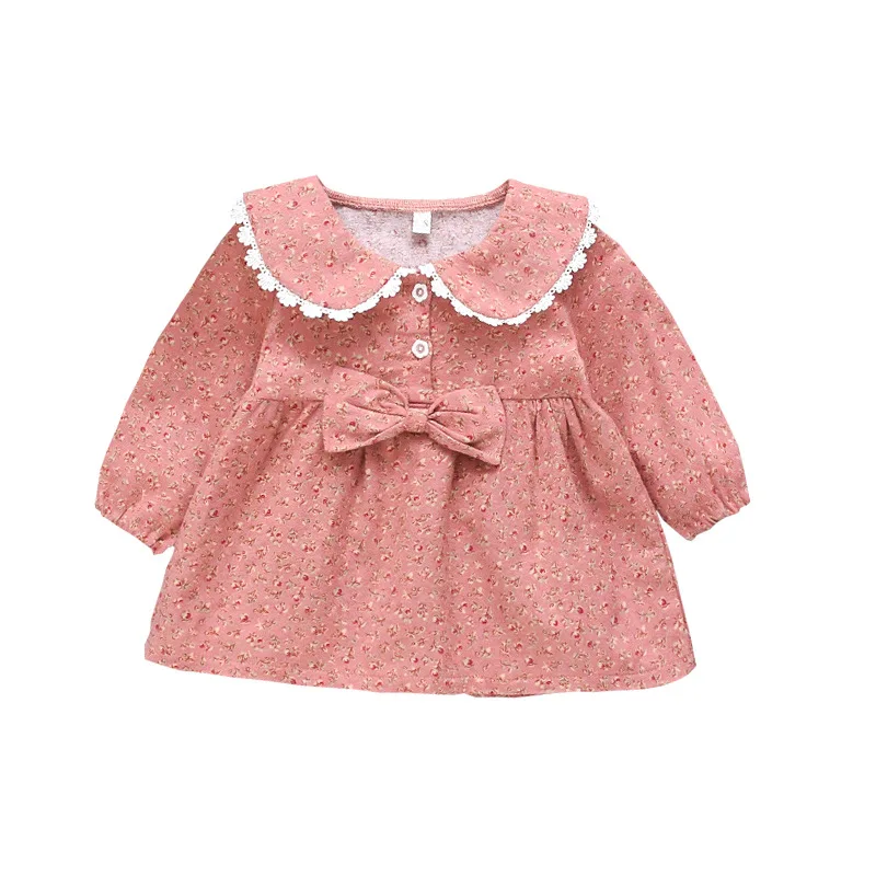 

NEW Newborn Infant Baby Girls Winter Dress Kids Long Sleeve Floral Casual Cute Cotton Bow Dress Outfits Set Clothes for 0-4T