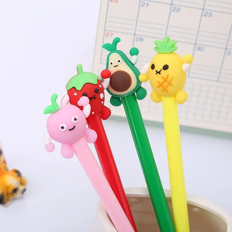 20 Pcs Cute Fruit Pen Creative Learning Stationery Student Test Water Pen Prizes Gifts Cartoon Pen Wholesale