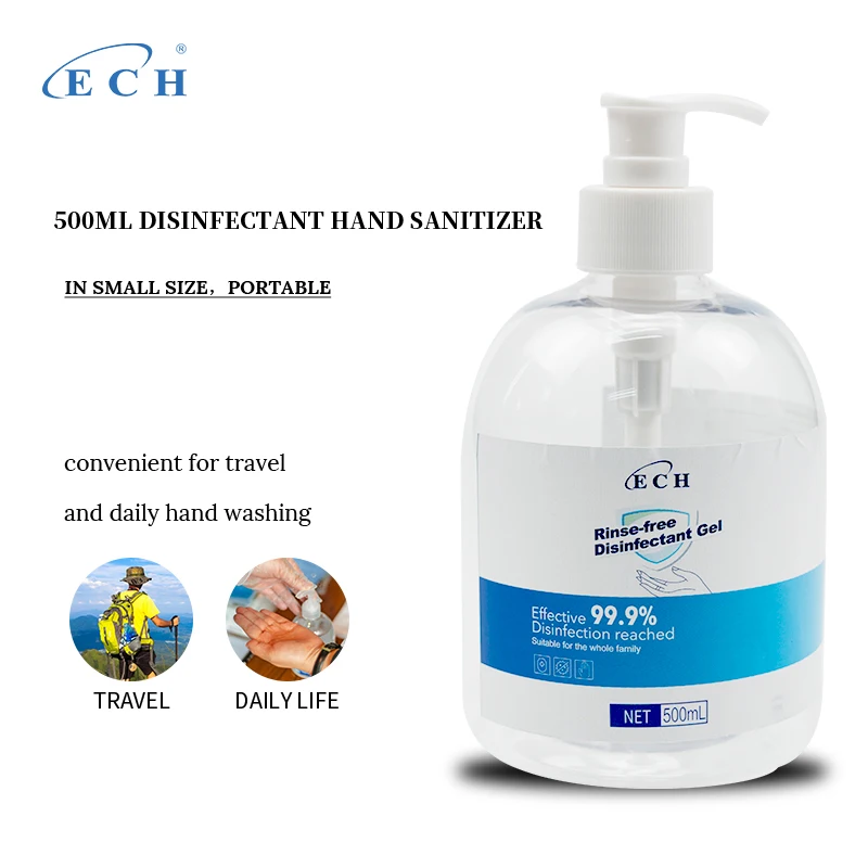 

ECH 500ml hand gel Rinse-free quick drying cleaning sanitizer anti-bacteria hand sanitizer kill germs