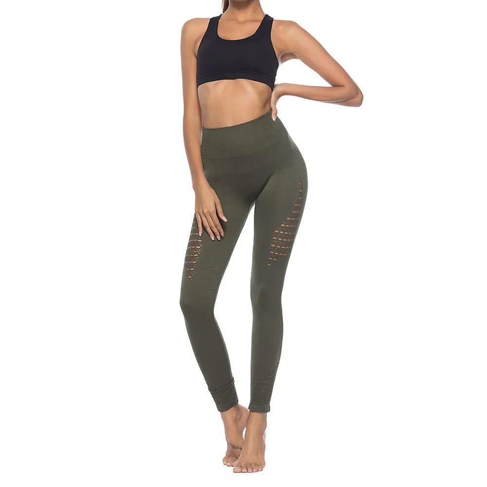 2020 Latest Women Leggings seamless hollow high waist hip fitness leggings Yo-ga pants ladies leggin casual workout | Женская одежда