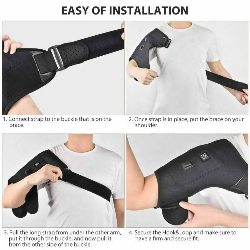 

2020 USB Heated Shoulder 3 Level Heating Brace Adjustable Neoprene Single Shoulder Support Hot Cold Therapy Wrap Warm Pads Guar