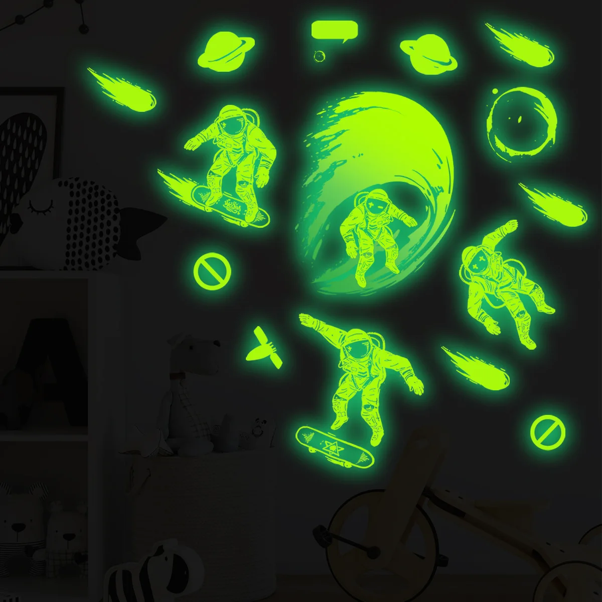 

Luminous 3D Space pilot Wall Sticker Luminous Sticker Fluorescent Sticker Children's Room Color Home Decoration
