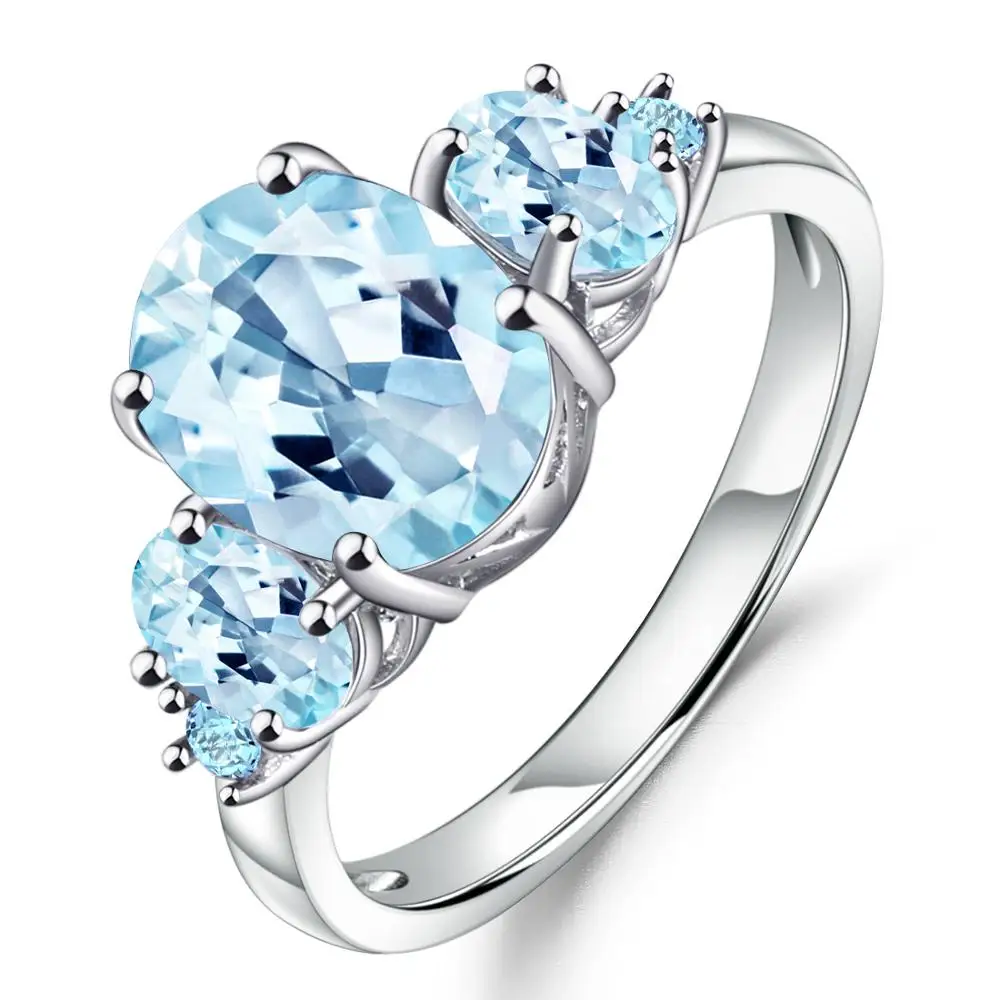 GEM'S BALLET 4.77Ct Овальный натуральный Небесно-Голубой топаз драгоценный камень кольцо 925 пробы серебряные кольца для женщин Свадебные ювелирные изделия