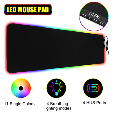 Игровой коврик для мыши светодиодный RGB большой геймерский коврик для мыши USB светодиодный подсветка Радужный компьютерный коврик резиновая клавиатура Настольный коврик