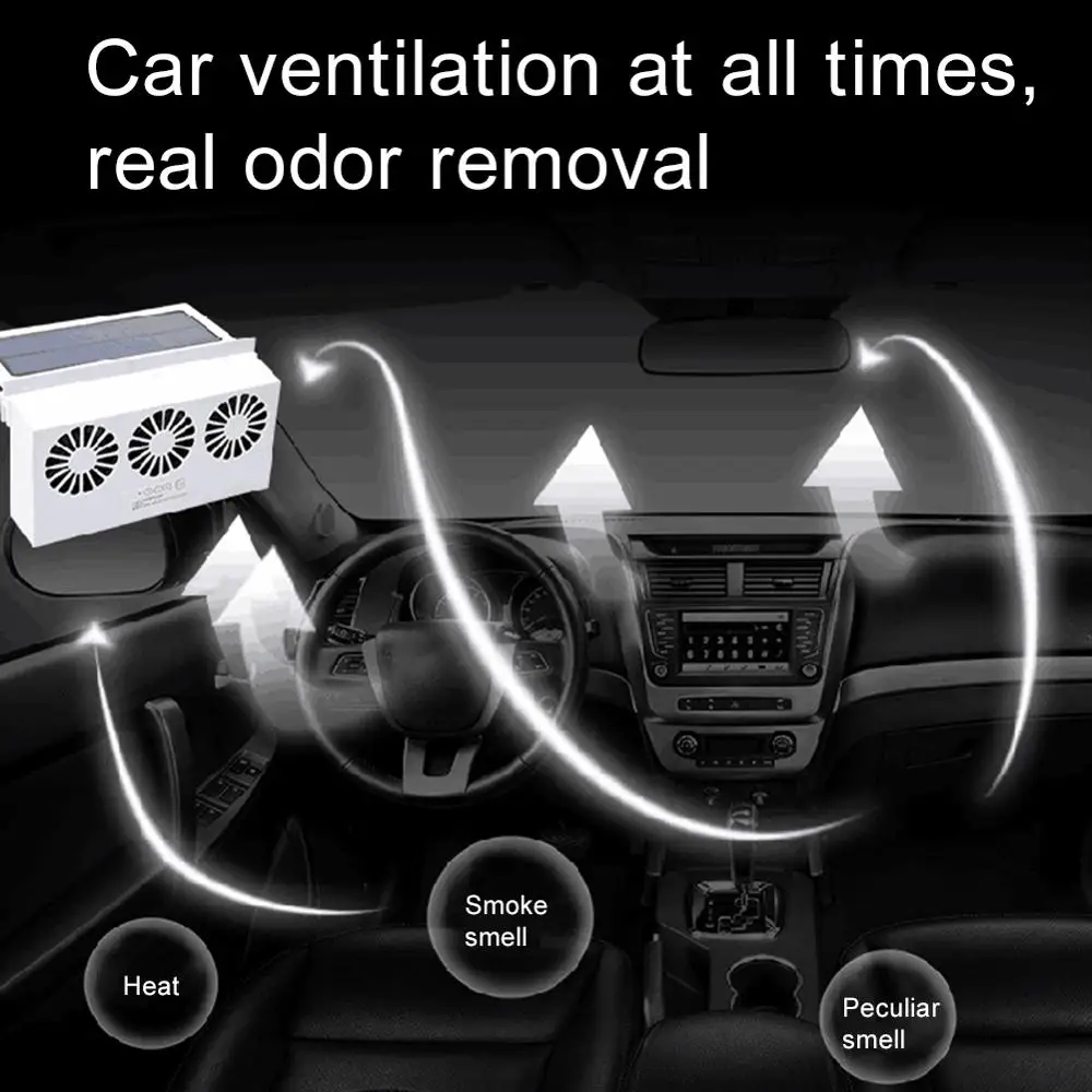 

USB 4500rpm Exhaust Fan Radiator Auto Car Window Solar Powered Air Vent Cool Ventilation,Solar Powered