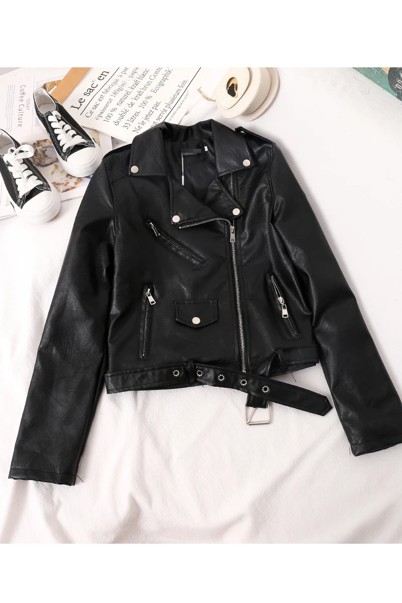 

Autumn New Short Fake Soft Leather Jacket Women Fashion Zipper Motorcycle PU Leather Jacket Ladies Basic Streetwear Coat