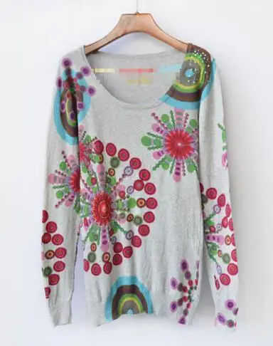 13 DESIGUAL испанский Deg стиль мульти Тип эластичный с длинными рукавами один воротник трикотаж джерси свитер - Color: 13