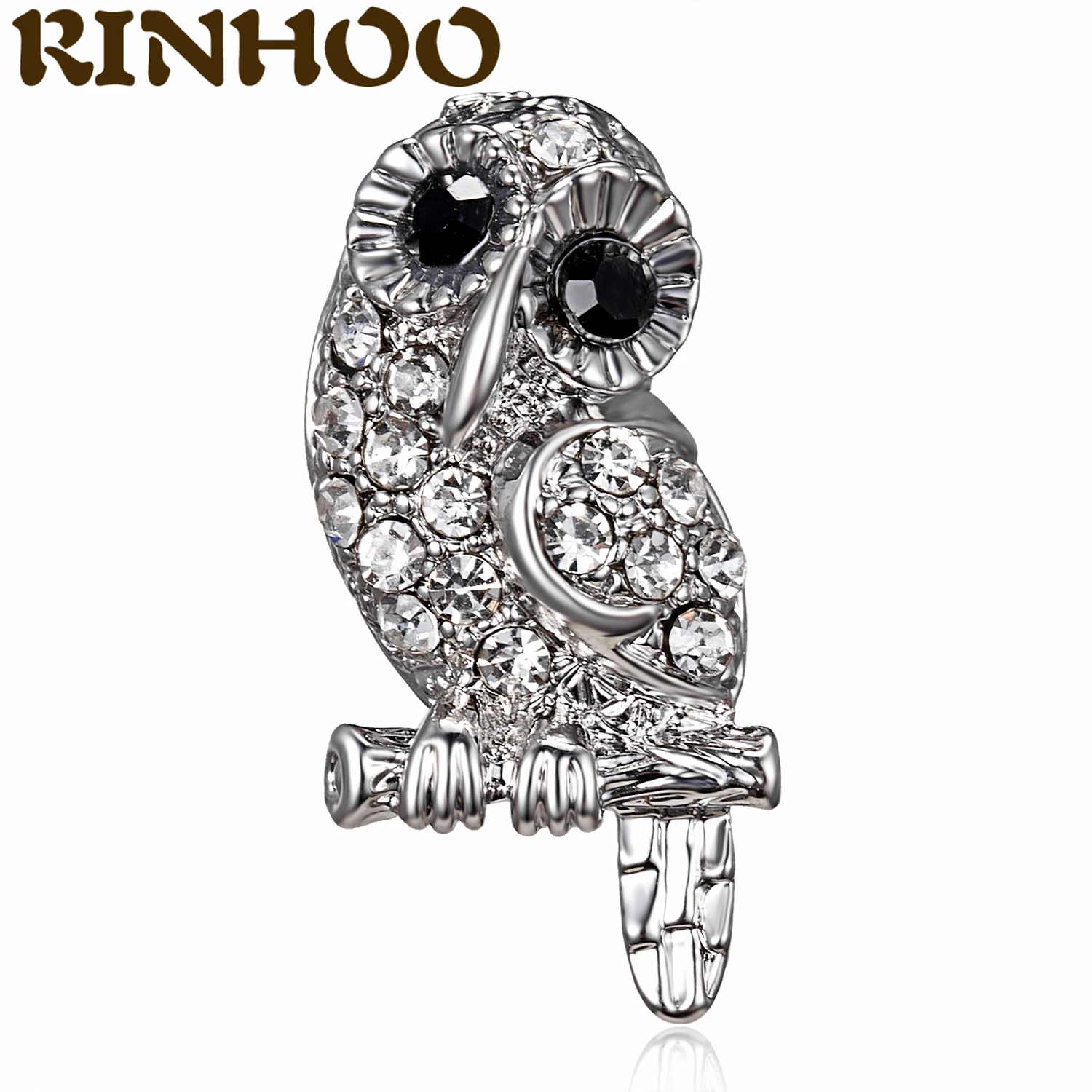 

RINHOO Vintage Cute Owl Brooches Full Rhinestone Animal Brooch Fashion Badge Lapel Pin For Women Man Gifts Simple Accessories