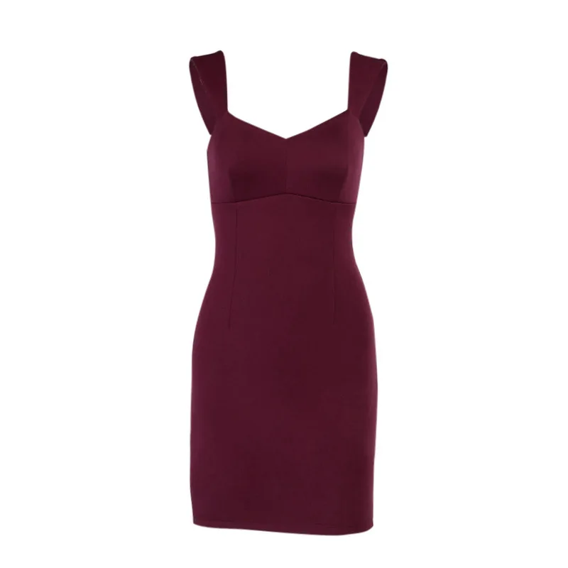

Women Sexy V Neck Slim Tank Dress Ladies Backless Bodycon Mini Party Dress 2021 Summer Elegant Solid Spaghetti Strap Dresses