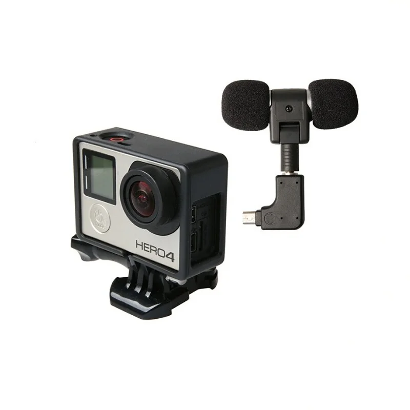 

Profesional Mini Stereo Microphone + Standard Frame Case for Gopro Hero 4 3+ 3 USB to 3.5mm Mic Adapter Cable Cord Accessories