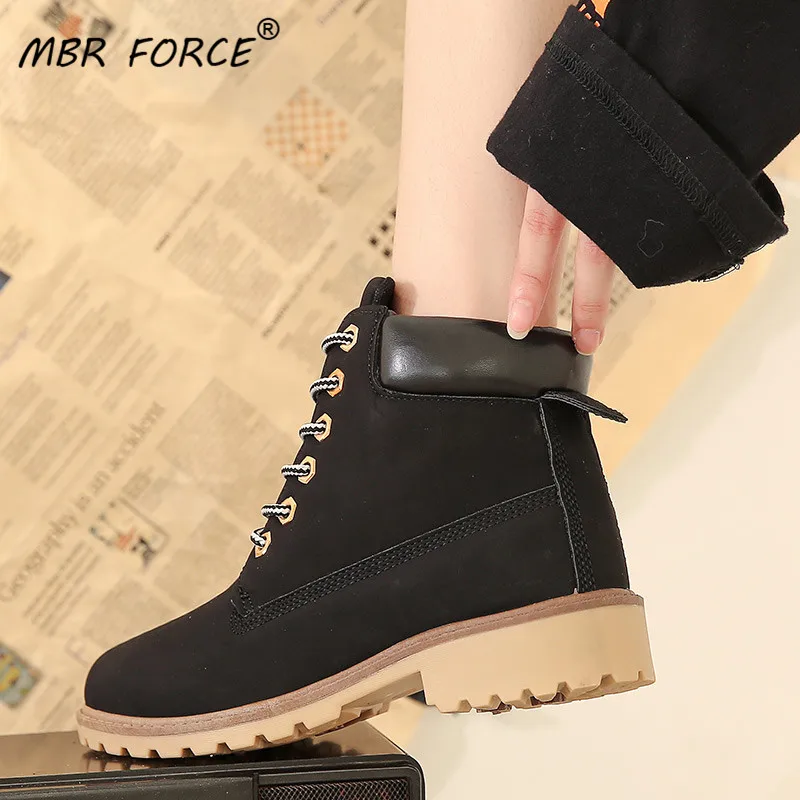 

MBR FORCE 2020 Hot New Autumn Early Winter Shoes Women Flat Heel Boots Fashion Keep warm Women's Boots Brand Woman Ankle boots