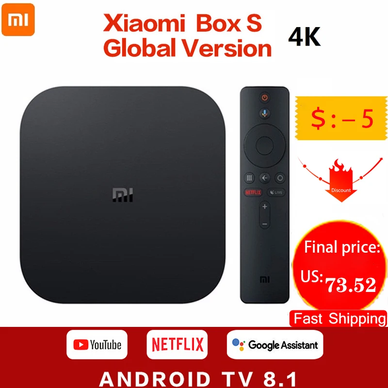 Глобальная версия Xiaomi Mi TV Box S 4K со сверхвысоким разрешением Ultra HD приставка Android 9 0