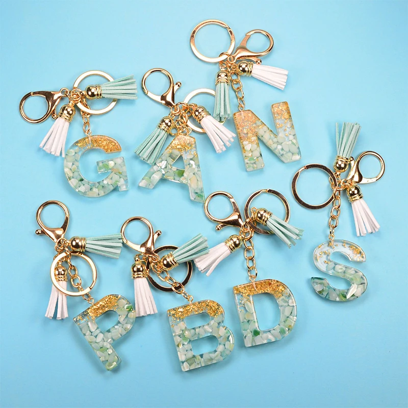 

Acrylic Letter Keychains Cute Alphabet Crystal Key Chains Women Car Bag Tassels Keyring Holder Pendent Ring Charm Gift Accessory