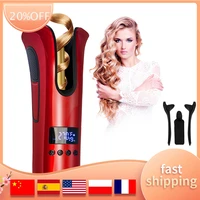 automatic hair curler machine adjustable temperature spiral 360%c2%b0 rotating temperature display dual voltage for girls and women