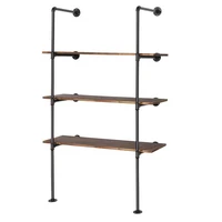 2 pcs wall mount 4 tier iron pipe shelf hung bracket industrial retro diy storage shelving bookshelf contains only iron frame