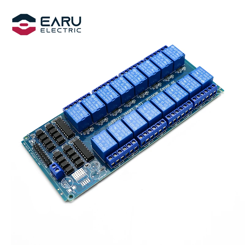 Módulo de protección de relé de 16 canales, cc 5V 12V 24V con optoacoplador LM2576, microcontroladores, interfaz de relé de potencia para Arduino DIY Kit