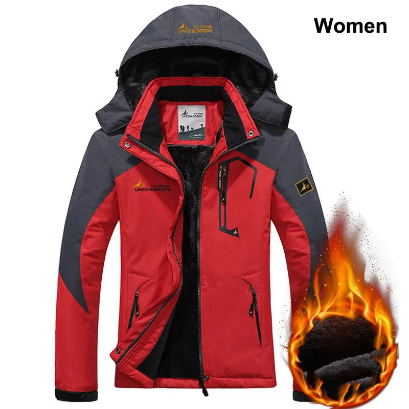 Women red Зимняя мужская куртка, толстая ветрозащитная парка с капюшоном, мужские куртки и пальто, ветровка для улицы, водонепроницаемая куртка, 6XL Jaqueta masculina - Цвет: Women red