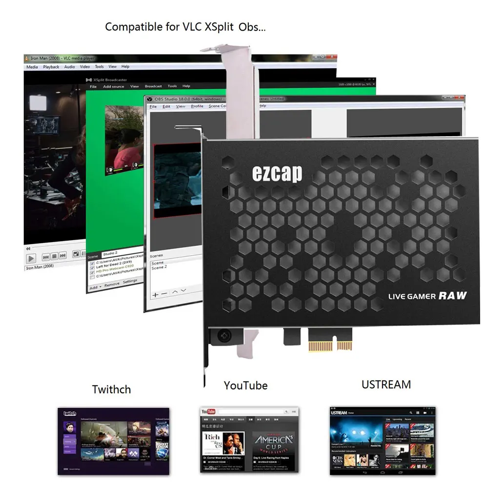 EzCAP324 PCI-E видеозахват для windows и mac os 4Kp60 HDR 1080p240 1440p144 HDMI вход прохождение. |