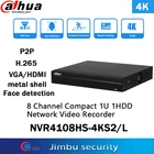 Видеорегистратор Dahua NVR 4K 8-канальный, устройство для обнаружения лица, без POE, H.265, P2P, HDMI, VGA, AI, 1U, 1HDD, сетевой видеорегистратор