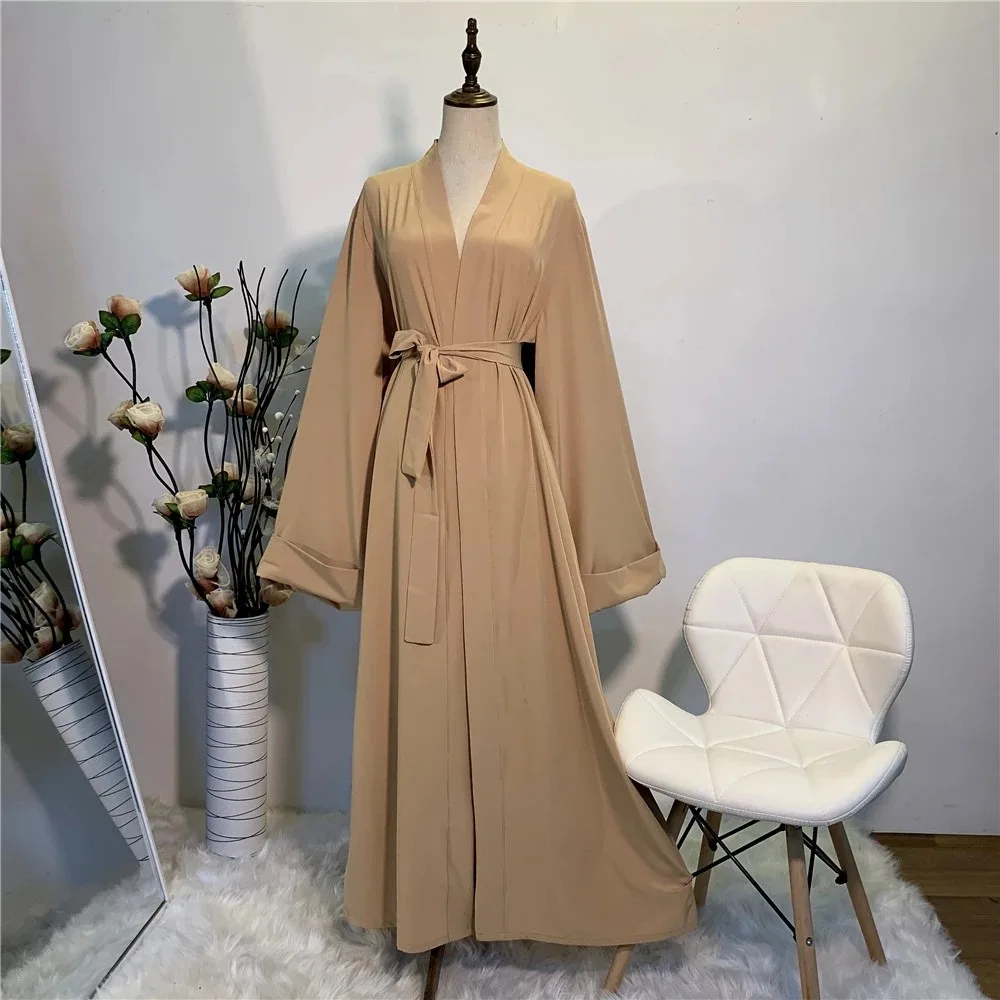 

Hot Sell Simple muslim Dress Smooth Silky Elegant pure color Long Muslim Dresses Women Modest Wear Clothing EID robes F2078