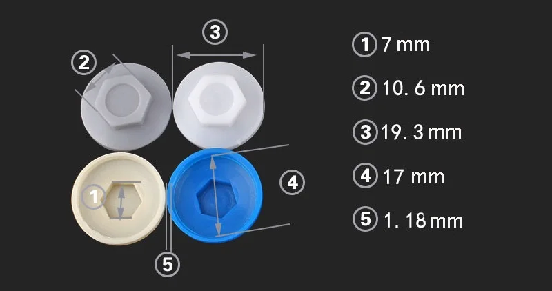 100 шт. синий/белый/серый Пластик кровельные Tek Tec шапки винт чехлы подходят для 5 2