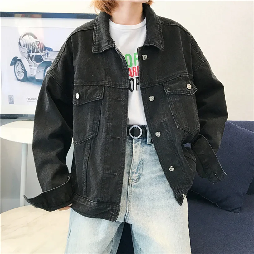 Женские джинсовые куртки черная популярная Повседневная Женская куртка пальто