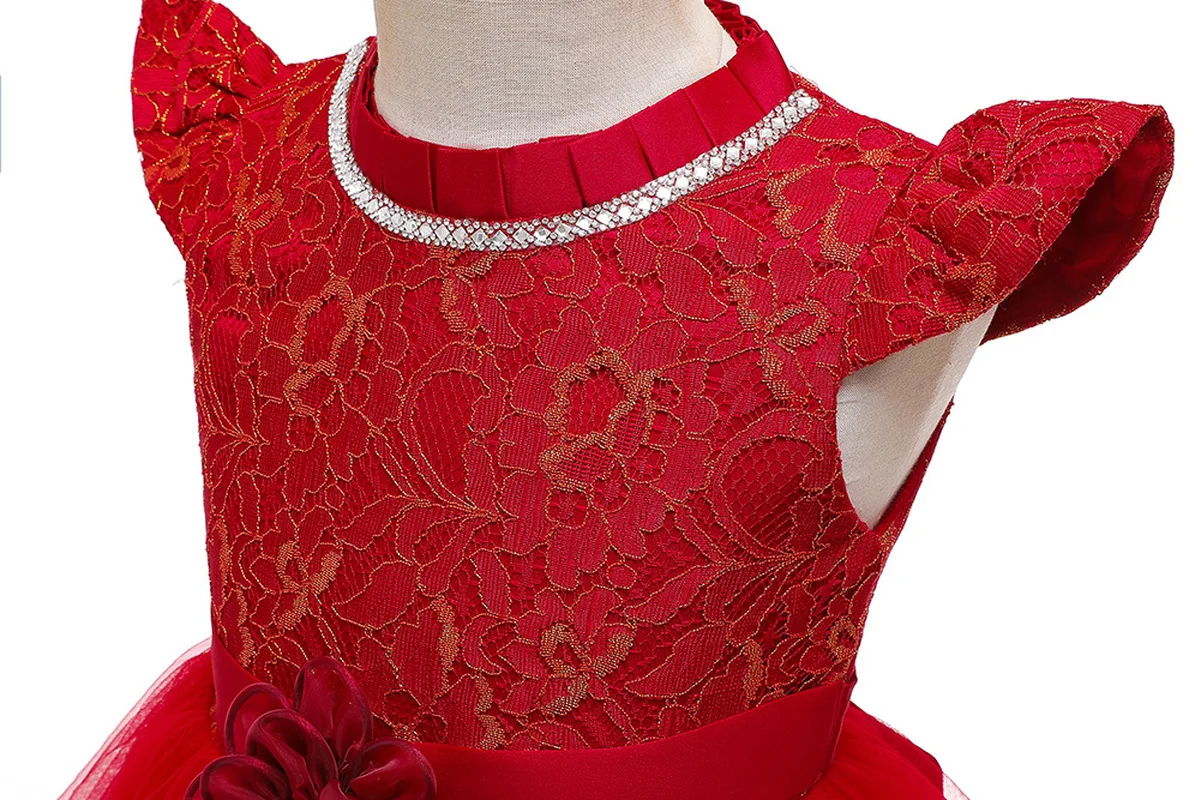 Embroidery One-Shoulder Dress for Children Princess Formal Dresses Flower Kids Wedding Evening Prom Gown Girls Christmas Party | Детская