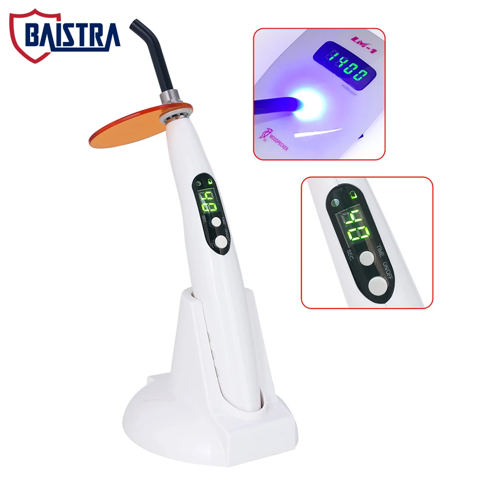 Dental LED Photopolymerizer Curing Light Wireless Cure Lamp 1200-1400mw/cm2 Adjustable Working Time