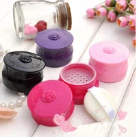 empty loose powder box jar with grid sifter puff flower pattern packing beads container powdery cake box cosmetic case t0294