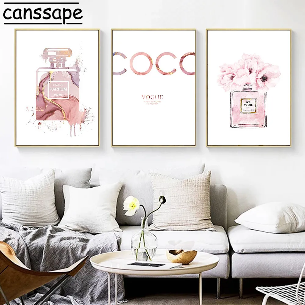 Модный плакат флакон духов холст картина цитаты настенный современные модные