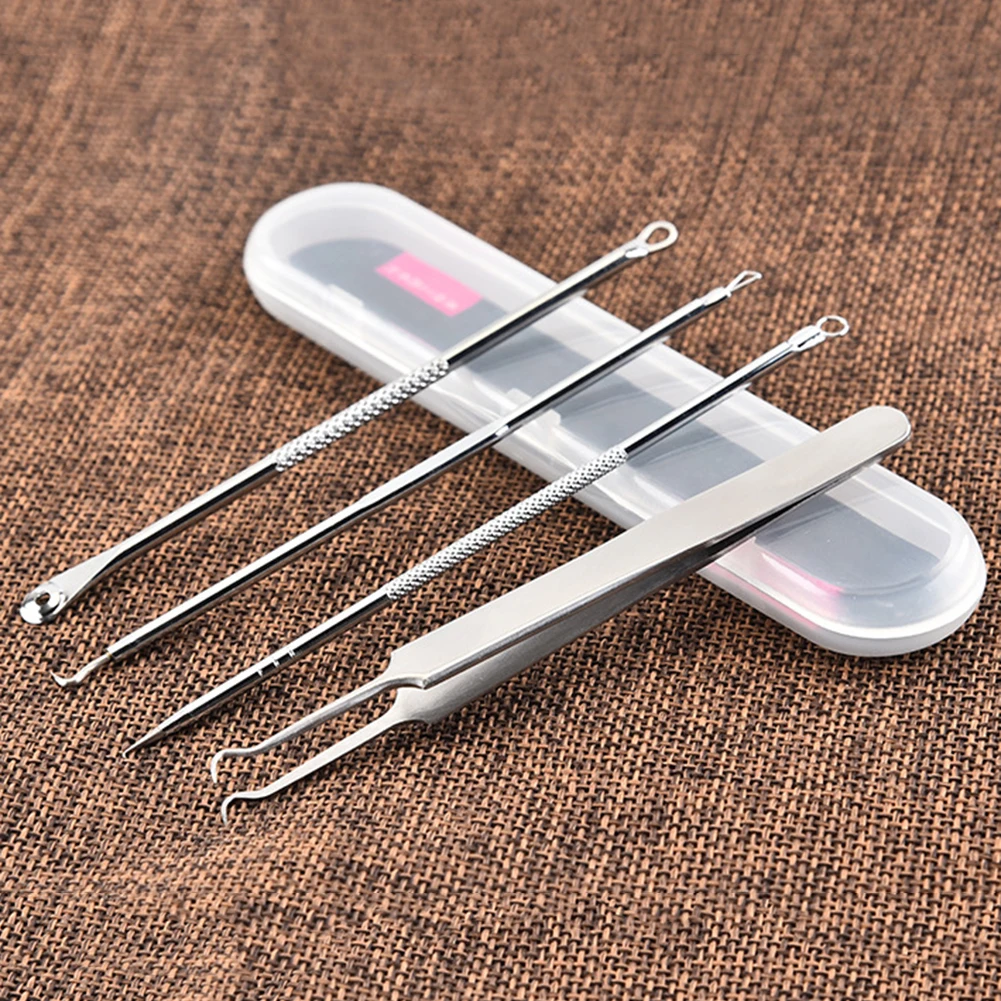 4pcs Set Black Dot Pimple Blackhead Remover Tool Needles For Squeezing Acne Tools Face Cleaning Comedone Extractor Pore Clean
