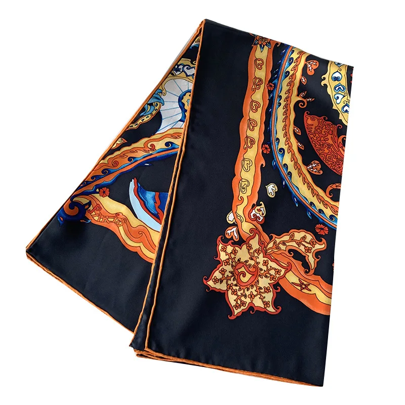 

100% Twill Silk Scarf Women Fashion Square Kerchief Bandana Heart & Goose Print Shawl Hijab for Lover Girlfriend Gift 35"*35"