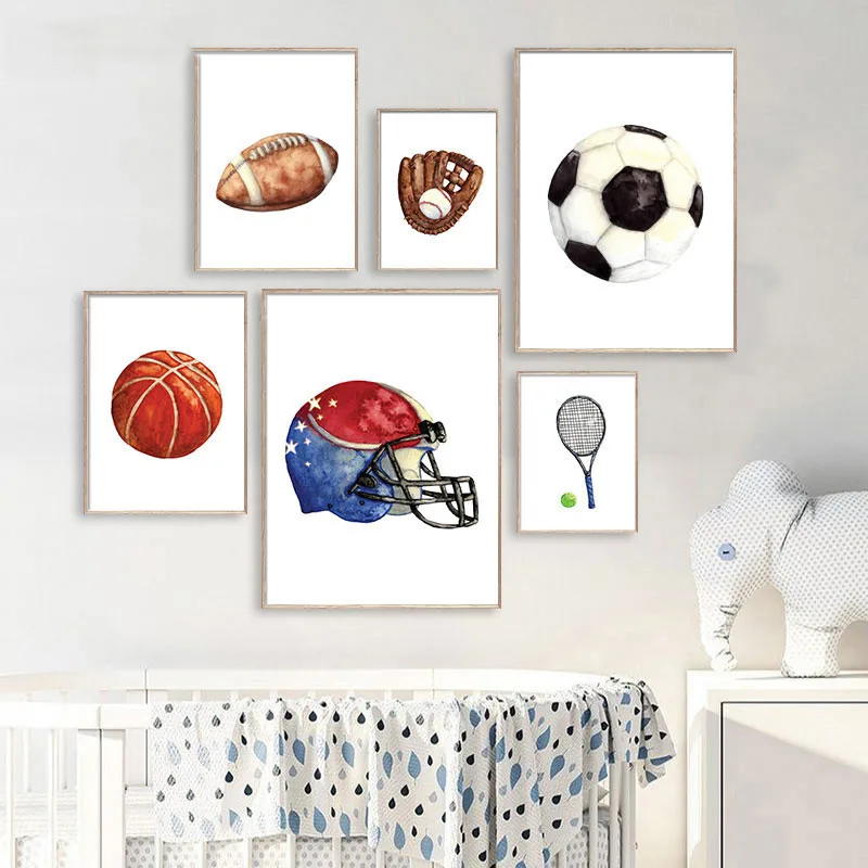 

Anime Posters Sports Equipment Football Basketball Badminton Baseball Wall Picture Painting For Kid's Room Home Design