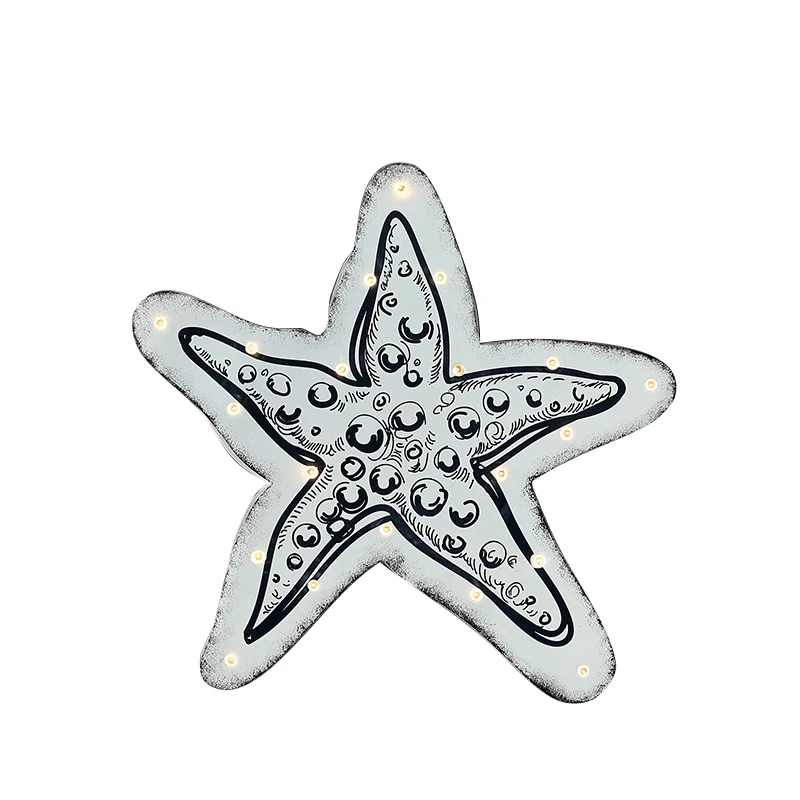 Starfish Hinnixy, мультяшный ночной Светильник для детей, детская спальня, настенная декоративная настольная лампа, скандинавский светильник, детский деревянный светодиодный светильник - Испускаемый цвет: Starfish