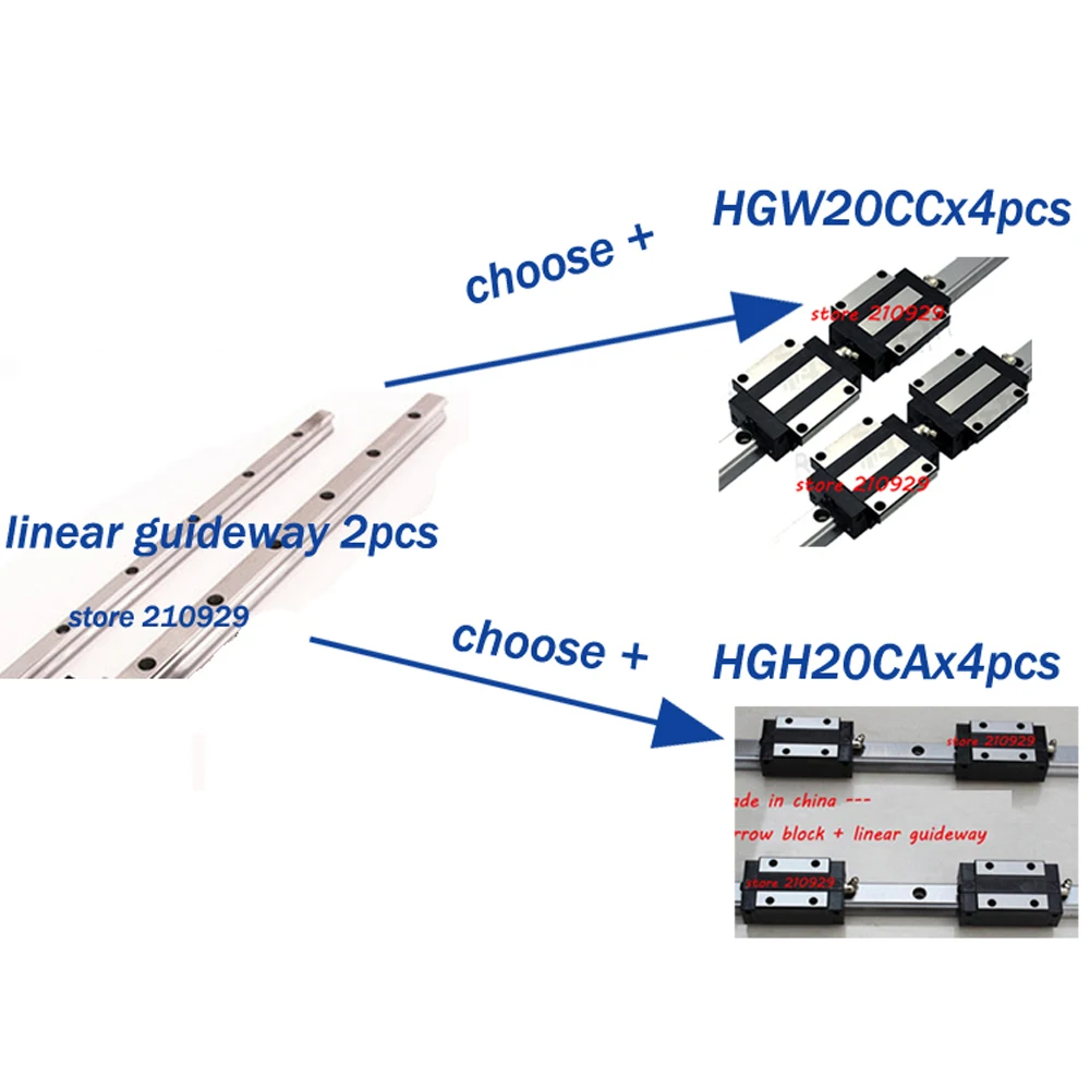 4 шт. (HGH20CA или HGW20CA) + линейный направляющий 2 1700 мм для скольжения и трения