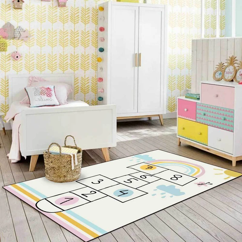 

Play Game Simple Cartoon Cute Soft Shaggy Anti Slip Floor Mat Kids Bedroom Bedside Area Rugs Hallway Kitchen Bathroom Carpets
