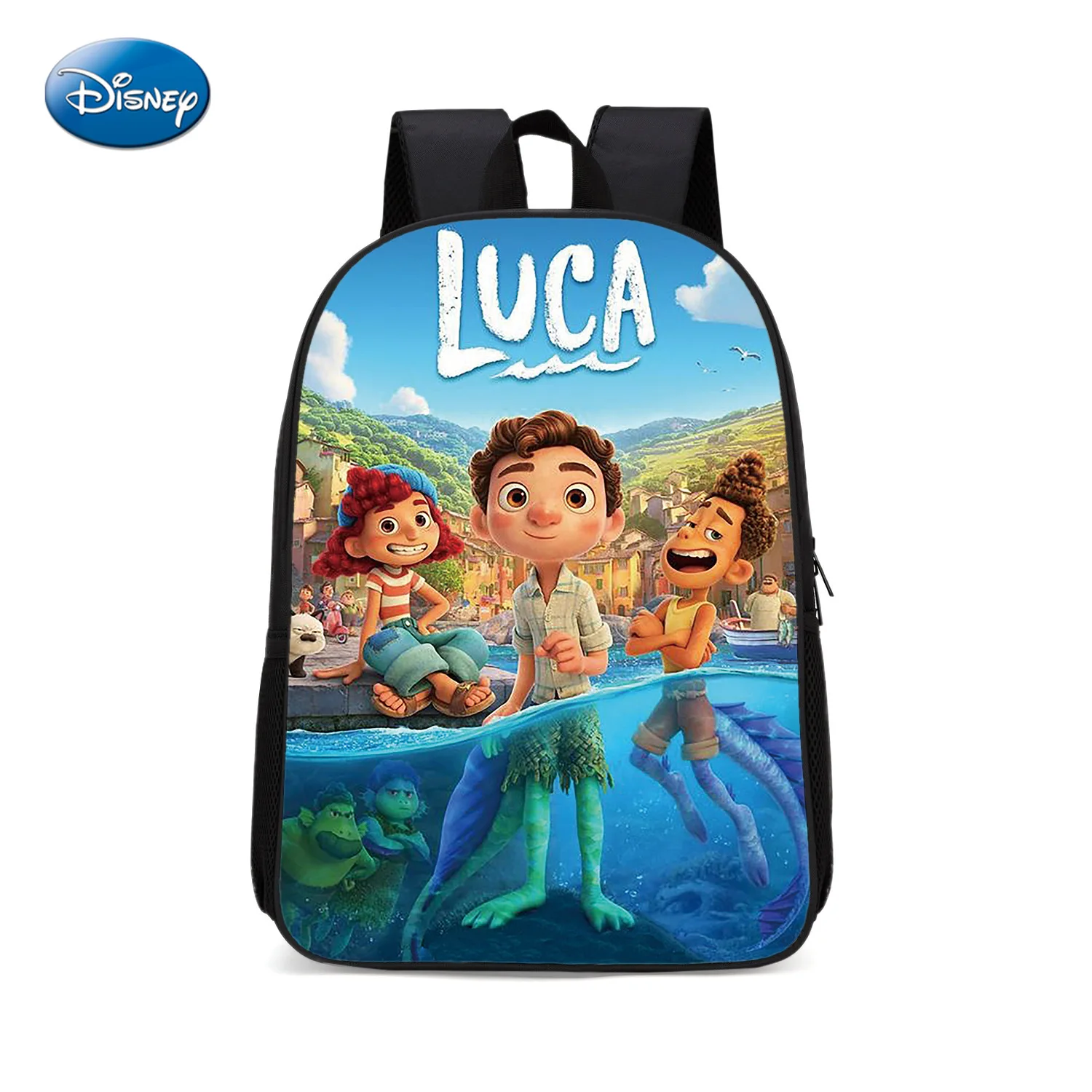 

Disney Luca Cartoon Print Children's Backpack Boys Girls Polyester Backpack Kawaii School School Bag Pencil Box Christmas Gift