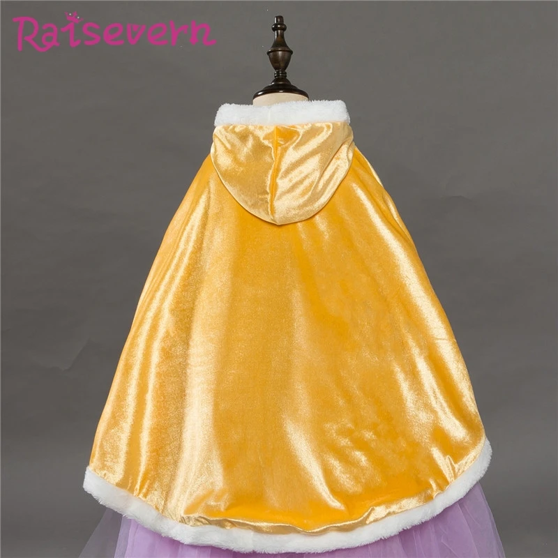 Raisvern/Зимний плащ с капюшоном для девочек лоскутное платье Эльзы костюм принцессы