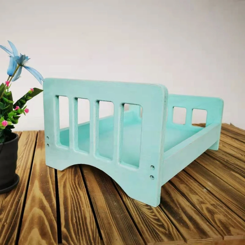 

K3NE Newborn Posing Detachable Mini Bed Baby Photo Shooting Props Wooden Crib Infant Photograph Accessory