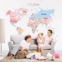 colorful world map wall sticker diy pvc self adhesive wall decals home decor for bedroom children room wall art wallpaper tt