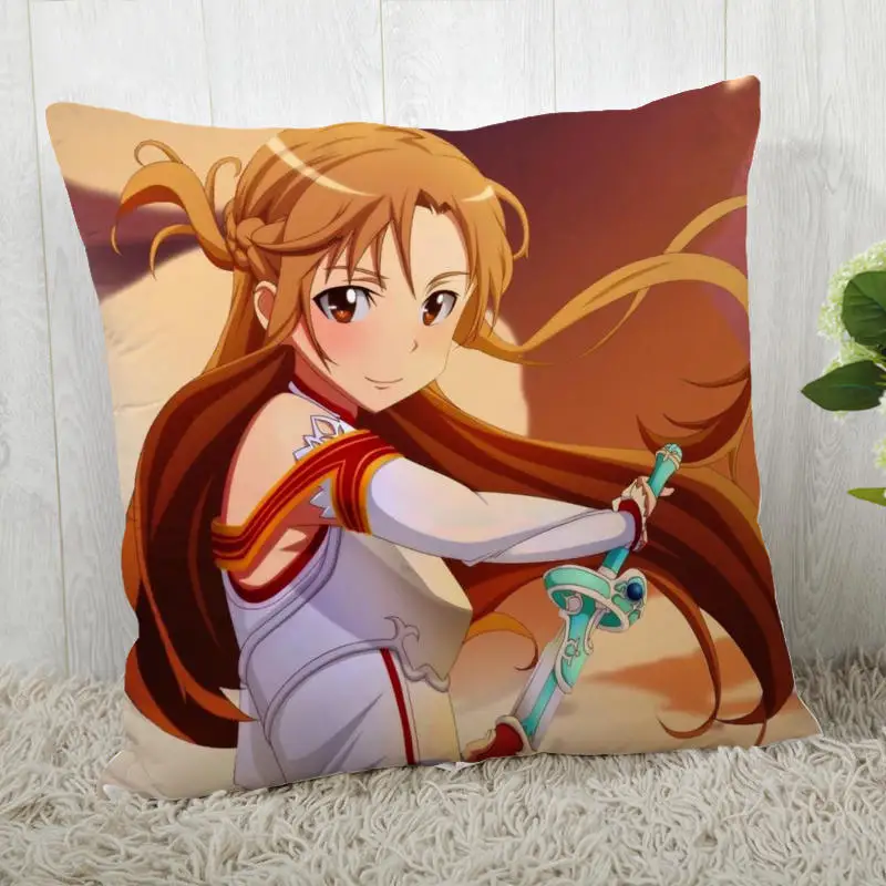 Наволочки на заказ в стиле аниме Sword Art Online, квадратная наволочка, Рождественская Наволочка на молнии, 40*40 см, 45*45 см(одна сторона - Цвет: Pillowcase 10