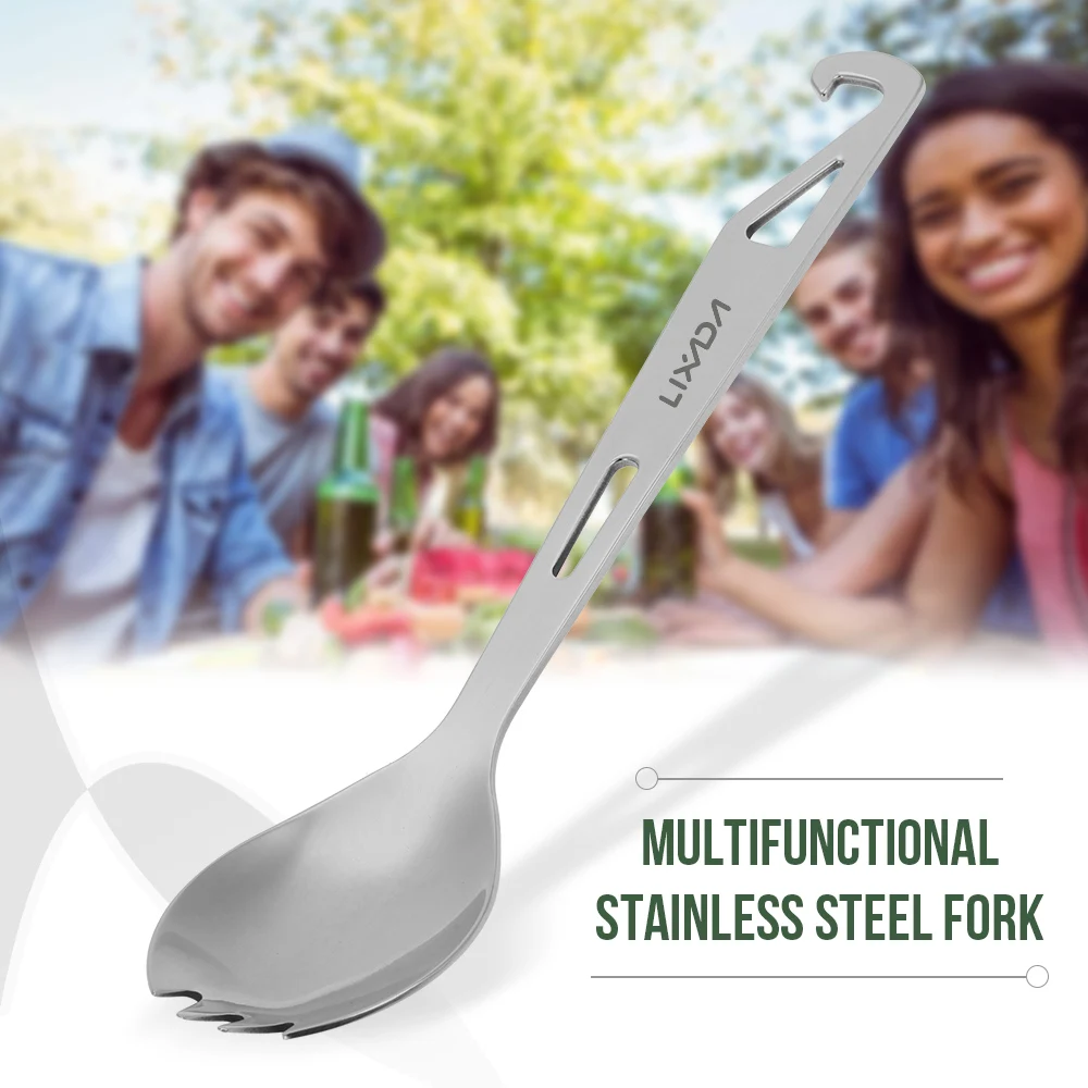 Lixada Нержавеющая сталь комбинированных ложек и вилок с открывалка для бутылок