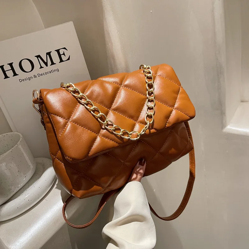

New Plaid Design Crossbody Bags For Women Fashion Handbags Chain Shoulder Bag Soft Pu Leather Female Cross Body