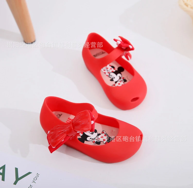 Kids Girl Side Bow Red Black Cartoon Mouse Scrub Children's Jelly Shoes Sweet Birthday Gift 4 Color | Детская одежда и обувь
